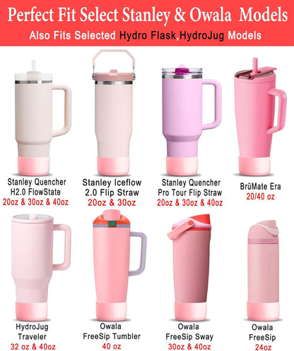 KTKUDY 2Pcs Silicone Boot for Stanley Quencher Tumbler 30 oz 40 oz & IceFlow 20 oz 30 oz & Fit Owala Freesip Water Bottle & Fit Hydro Flask & More - Cup Bottom Accessories Fit Stanley Cup