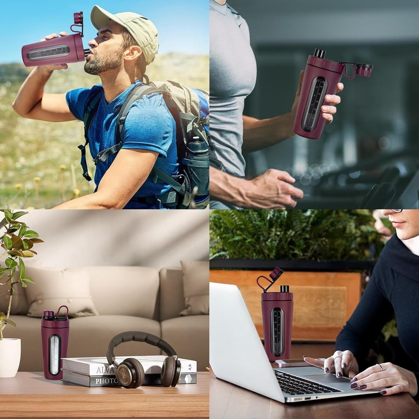 TOOFEEL Shaker Bottles for Protein Mixes 28 oz Stainless Steel Protein Shaker with 2 Mixing Ball, Not Stays Cold/Hot, Visible Window Metal Shaker Cups, Leakproof, BPA Free Bottle Shaker
