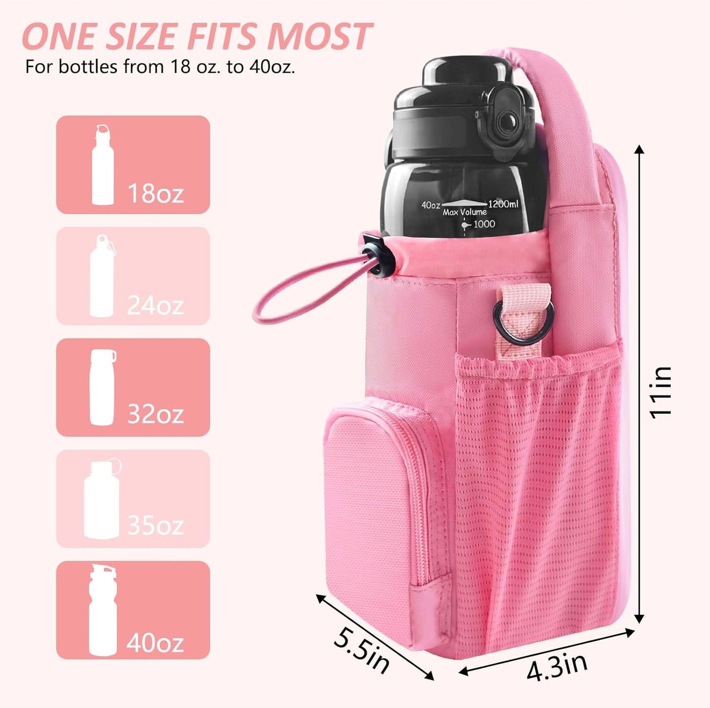 JACZZO Magnetic Gym Bag for Men and Women, Magnetic Water Bottle Holder for Gym, Small Gym Bag, Gym Gifts for Women and Men (Black, <40 OZ)