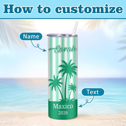 Girl Trip Gifts for Women, Personalized Girls Trip Tumblers with Name Text, Custom Beach Tumbler, Road Trips Vacation Cruise Cup with Lid and Straw, Bachelorette Party Girl Weekend Gift For Friend