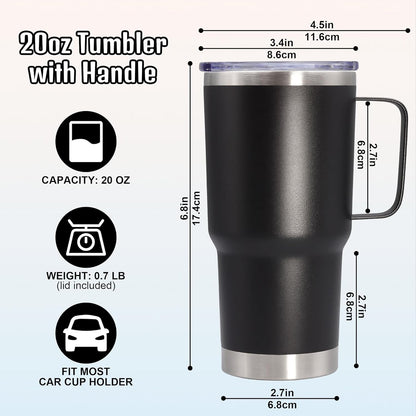 20 oz Tumbler with Handle and Lid, Stainless Steel Tumbler Insulated Travel Coffee Mug, Spill Proof Double Wall Vacuum Tumbler Cup Keep Drink Hot & Cold,White, 1 Pack