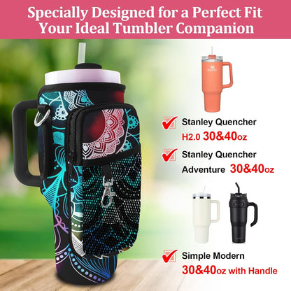 Stanley Carrier Bag for Stanley 40oz/30ozTumbler with Phone with 2 Adjustable Strap,3 Pockets Bottle Stanley Cup Carrier Bag & Case,Accessories for Hiking Travelling