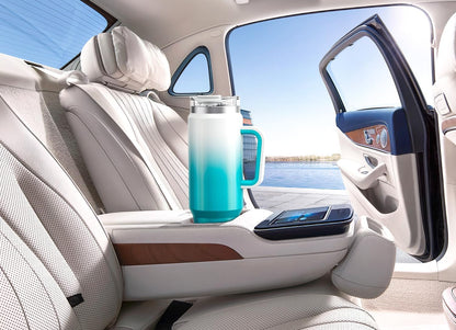 Meoky 32 oz Tumbler with Handle, Insulated Tumbler with Lid and Straw, Stainless Steel Travel Mug, Keeps Cold for 24 Hours, 100% Leak Proof, Fits in Car Cup Holder (Night)