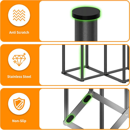 Foldable Baby Bottle Drying Rack-10 Poles Water Bottle Organizer for Cups,Travel Mugs,Silicone Bags- Collapsible Stainless Steel Bottle Rack Dryer (Gray)