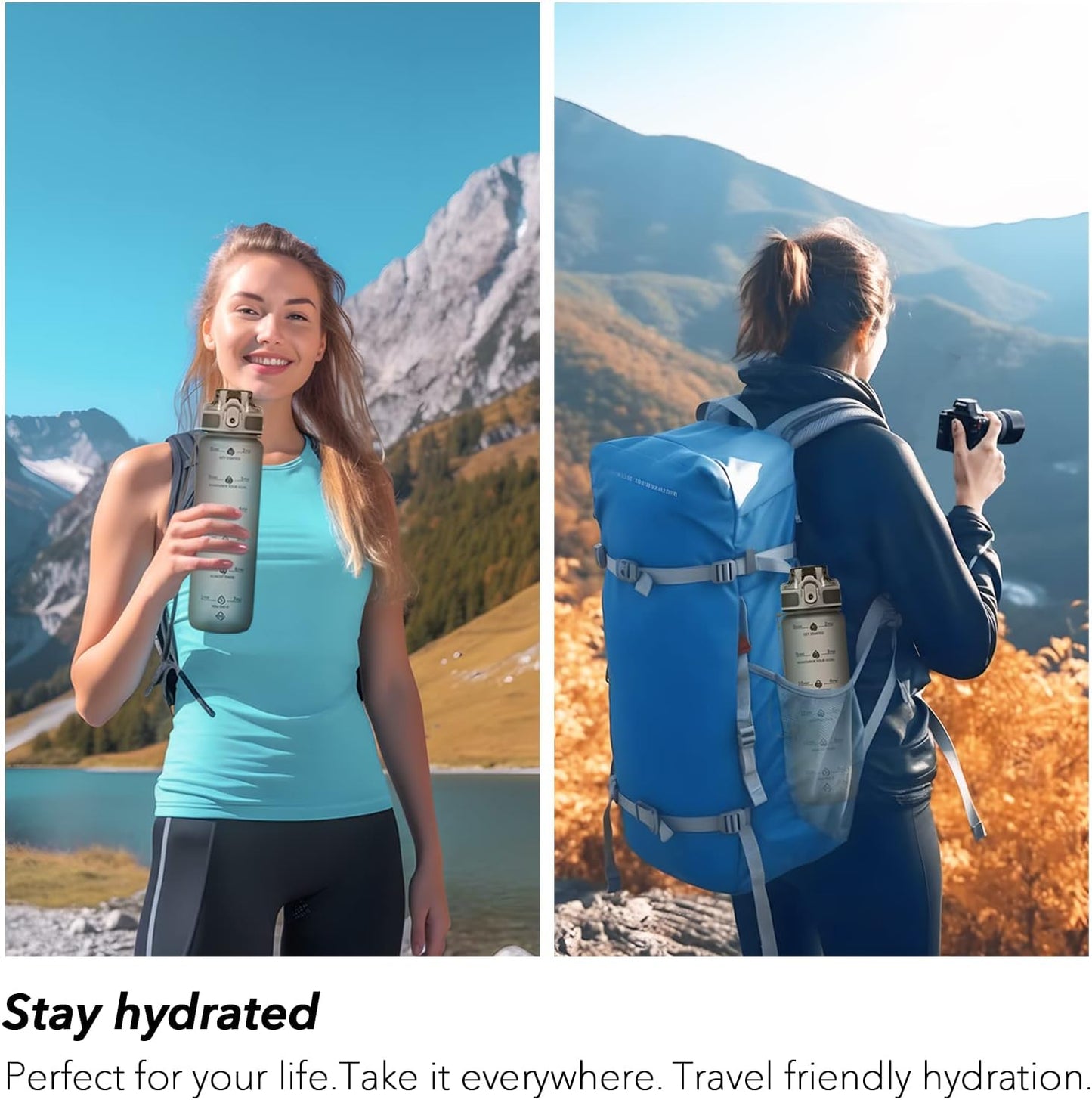 32oz Water Bottle with Time Marker, Motivational Drinking Bottle with Strap, BPA-Free Leak-Proof, Encouraging Water Bottle Time to Drink Water for Gym School Office Travel