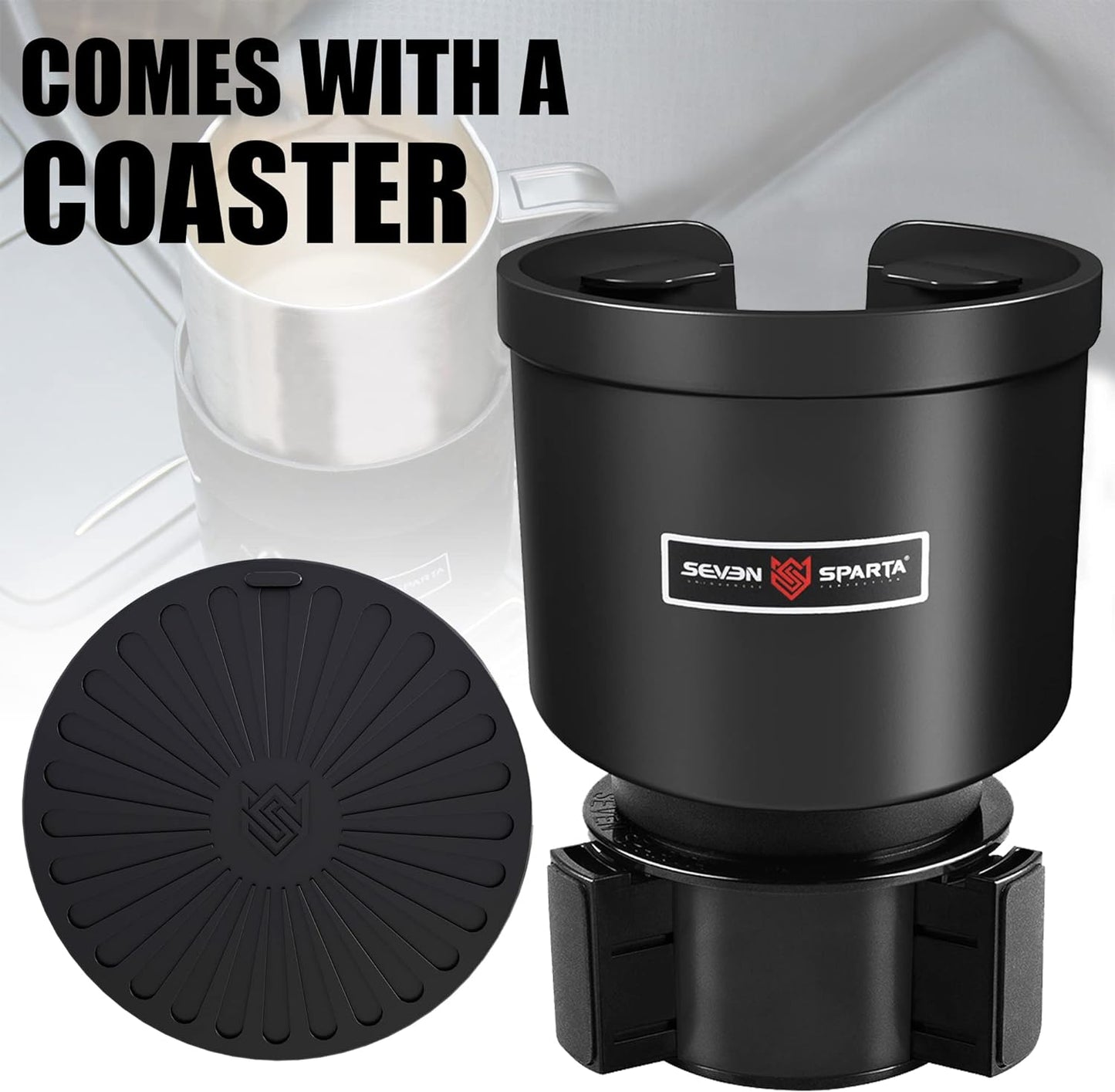 Upgraded Car Cup Holder Expander Adapter with Offset Adjustable Base, Compatible with Yeti 14/24/36/46oz Ramblers, Hydro Flasks 32/40oz, Other Large Bottles Mugs in 3.5"-4.0", 1 Pack