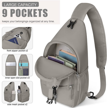 Pritent Crossbody Bags for Women Men Trendy Sling Bag Backpack Casual Chest Bag with Convertible Shoulder Strap