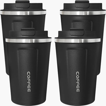 4 Pack Travel Coffee Mug 17oz Insulated Coffee Cup with Lid, Reusable Thermal Coffee Cup Stainless Steel Coffee Tumbler to Keep Hot & Cold Drinks for Car, Daily, Travel and Gifts, Multicolor