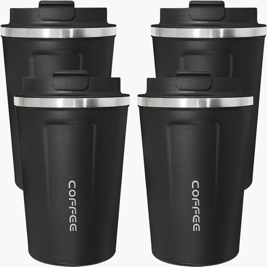 4 Pack Travel Coffee Mug 17oz Insulated Coffee Cup with Lid, Reusable Thermal Coffee Cup Stainless Steel Coffee Tumbler to Keep Hot & Cold Drinks for Car, Daily, Travel and Gifts, Multicolor