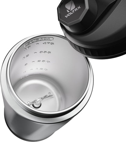 VOLTRX ChillMix Shaker Bottle Insulated Stainless Steel - USB C Rechargeable Electric Protein Shake Mixer, Shaker Cups for Protein Shakes and Meal Replacement, Chrome Steel, 16 oz