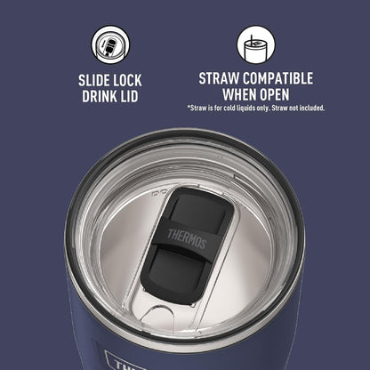 THERMOS ICON SERIES, Stainless Steel Tumbler with Slide Lock, 18 Ounce, Mystic Navy