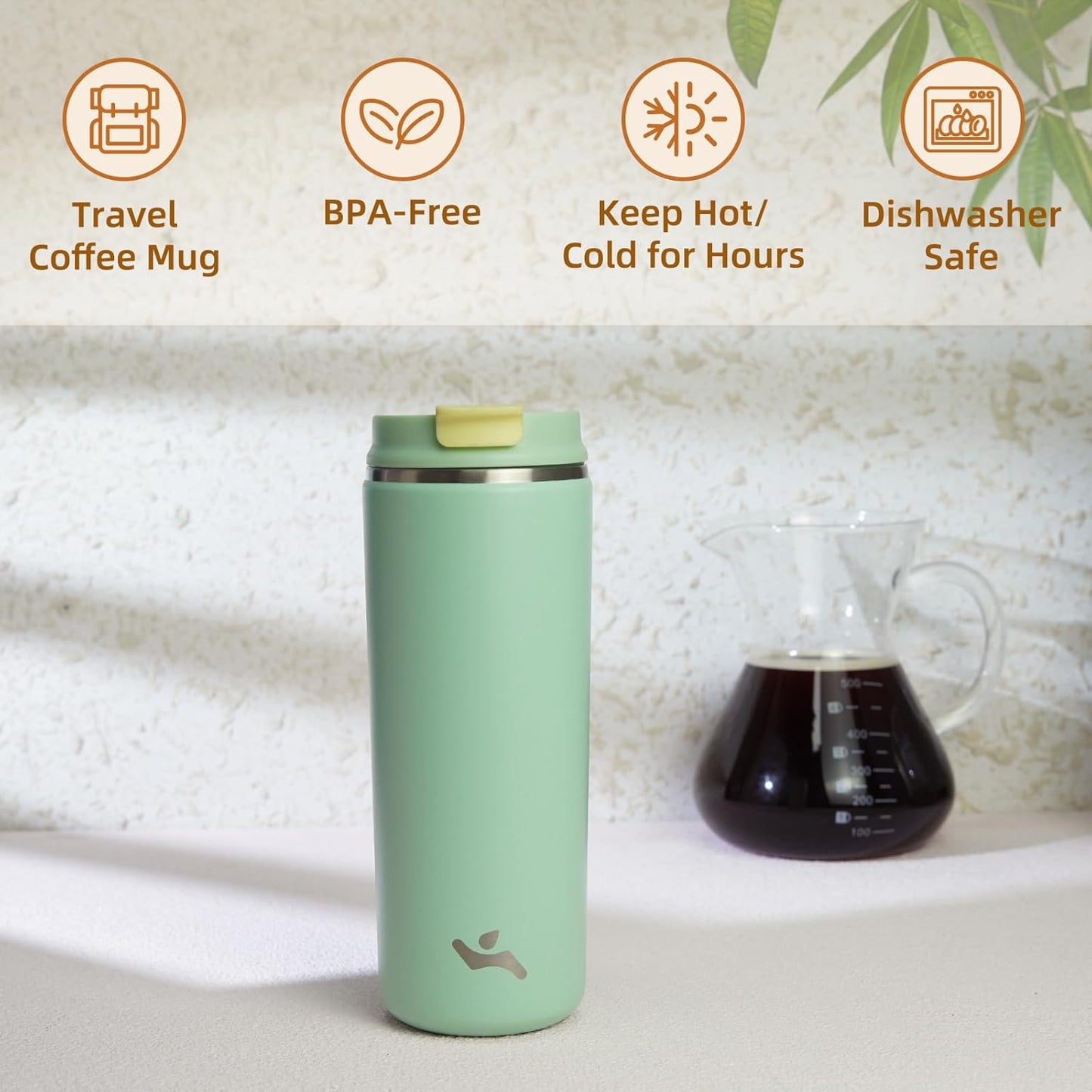 Konokyo Tumbler with Lid, 16 oz Travel Coffee Mug Double Wall Vacuum Stainless Steel Thermal Metal Cup Insulated Water Bottle,Navy Blue