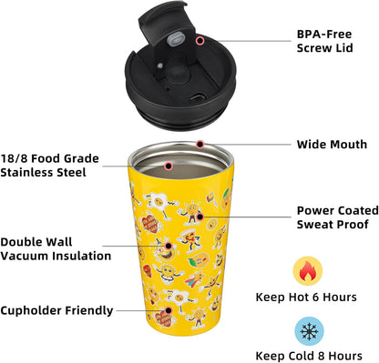 BJPKPK 22oz Insulated Tumbler With lid And Straw Stainless Steel Tumblers Travel Coffee Mug Reusable Thermal Cup,Sky