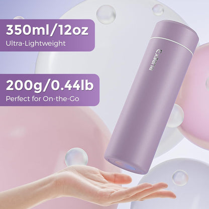 【Upgraded】Exllena Small Insulated Water Bottle 12 oz/350ml– Mini Insulated Water Bottle for Hot & Cold Drinks, Perfect Small Water Bottle for Travel, Purse...(Greyish Blue)
