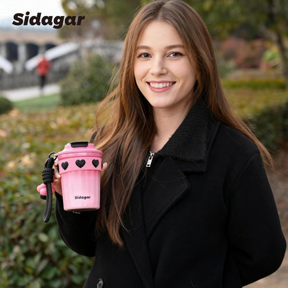 SDGA+ 12 oz Travel Coffee Mug Spill Proof Leak Proof, Stainless Steel Thermal Coffee Cup with Lid, Resuable Cup for Hot and Cold, Portable Tumbler for Women, Light Pink