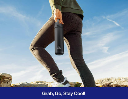 POWCAN 26 oz Insulated Water Bottle with 2-in-1 Straw and Spout Lid, Keep Cold 24H, Leak-Proof, Fits in Car Cup Holder, Stainless Steel Water Bottle for Sports, Travel, and School (Mint)
