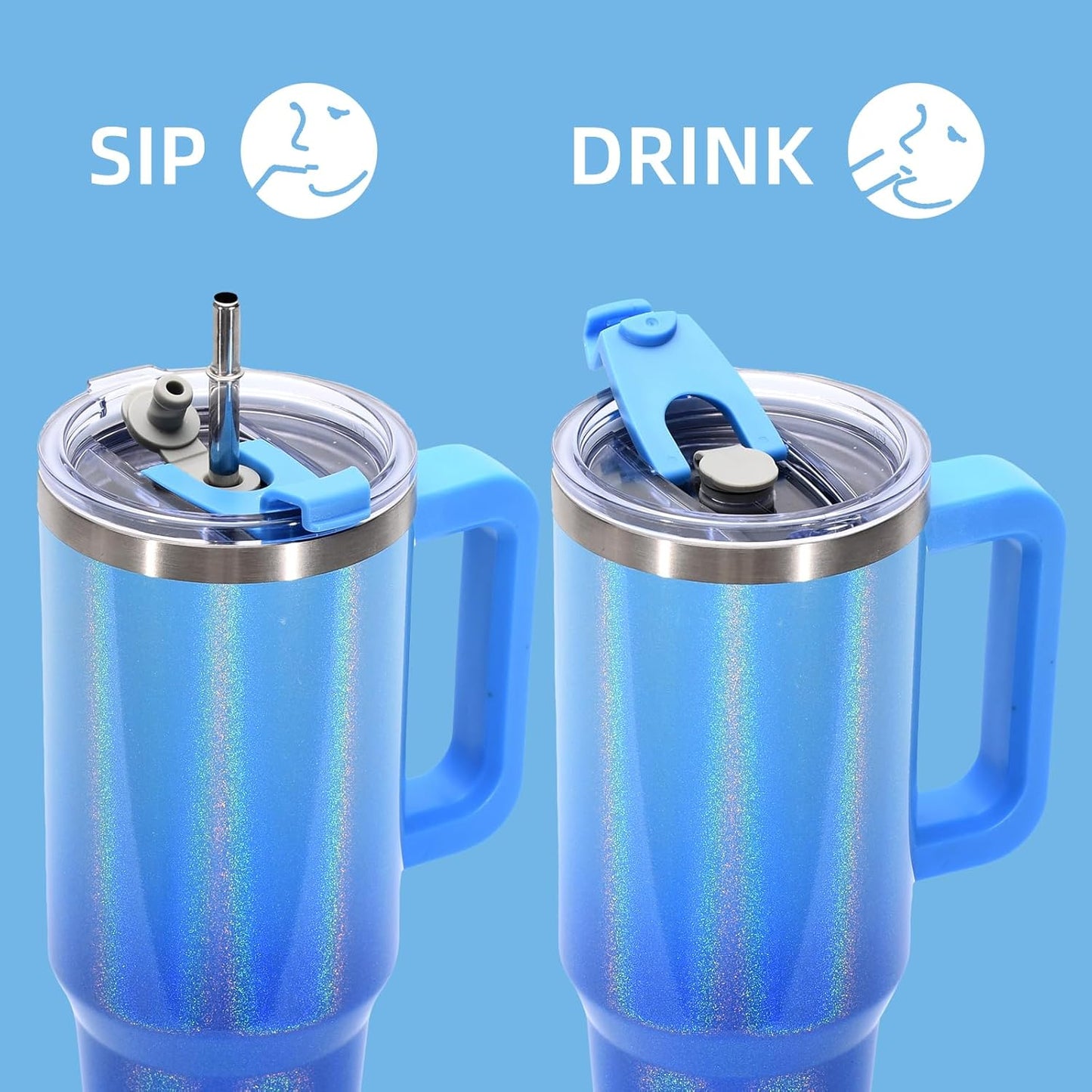 40 oz Tumbler with Handle,Tumbler with Lid and Straw,Double Wall Insulated Cup Stainless Steel Travel Mug(Cold for 34 Hours),Water Bottle for Iced Tea,Coffee,Cold Beverages(Purple)