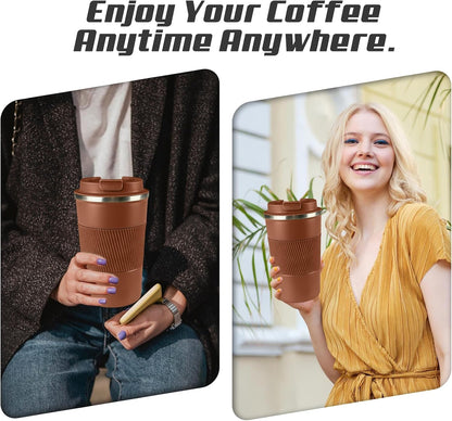 SPLMIFA Vacuum-Insulated Stainless Steel Travel Coffee Mug, Leak-Proof Reusable Coffee Cup with Lid - Keep Hot & Cold Drinks for Hours, Durable Insulated Tumbler for Men & Women(3rd-Black, 12OZ)