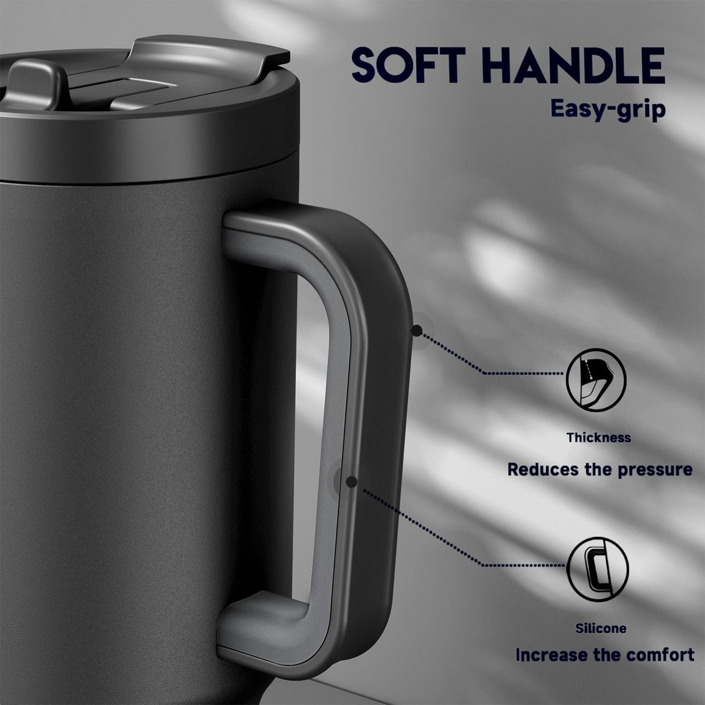 Meoky 32 oz Tumbler with Handle and Flip Straw, 100% Leakproof Tumbler with Lid and Straw, Stainless Steel Insulated Cup, Cupholder Friendly, Keeps Cold for 24 Hours (Night)