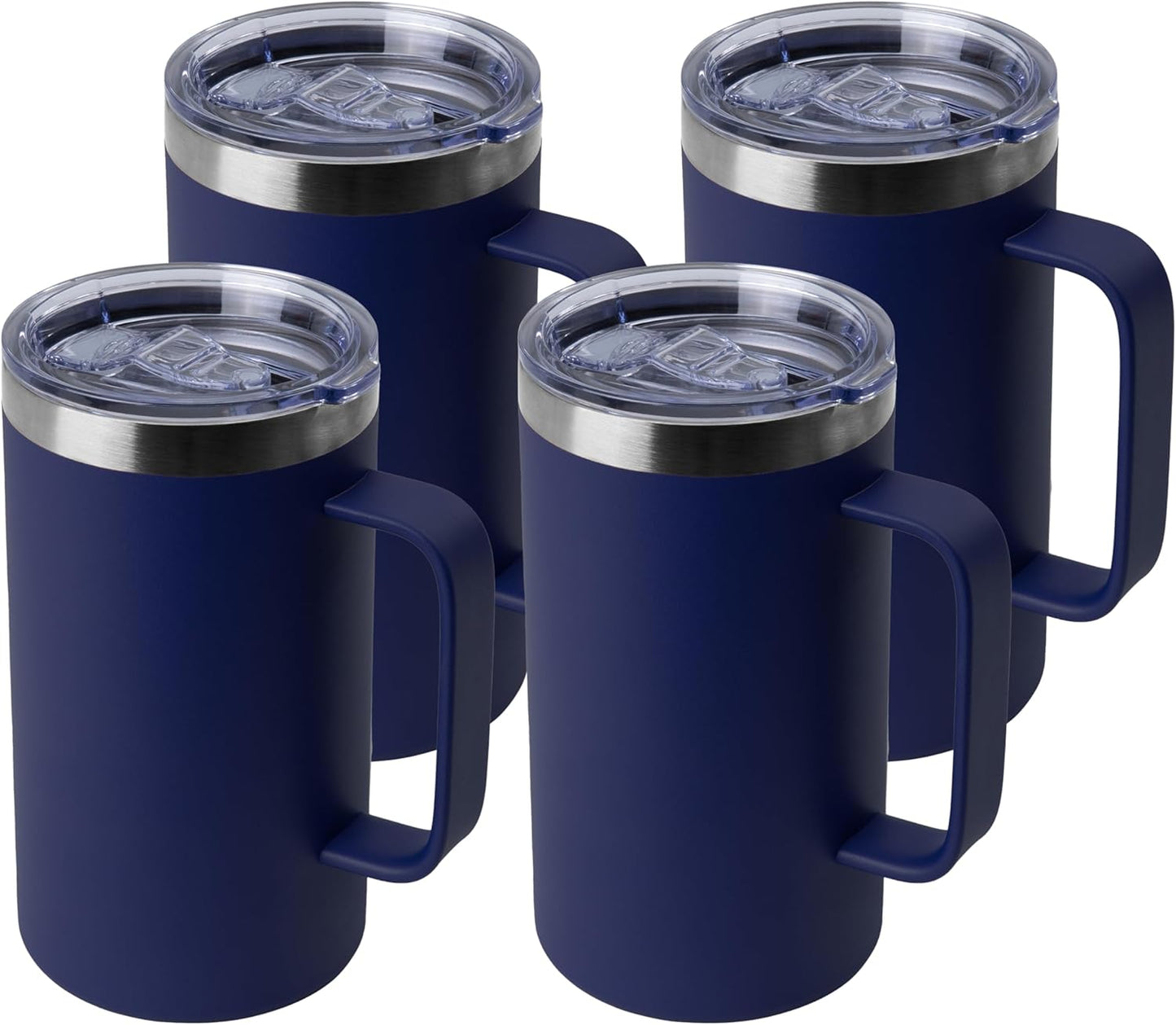 DOMICARE 24oz Mug with Handle and Lid, Stainless Steel Coffee Mug, Reusable Insulated Cup, Travel Mug with Handle, Double Wall Vacuum Coffee Tumbler for Men and Women, Black, Pack 1