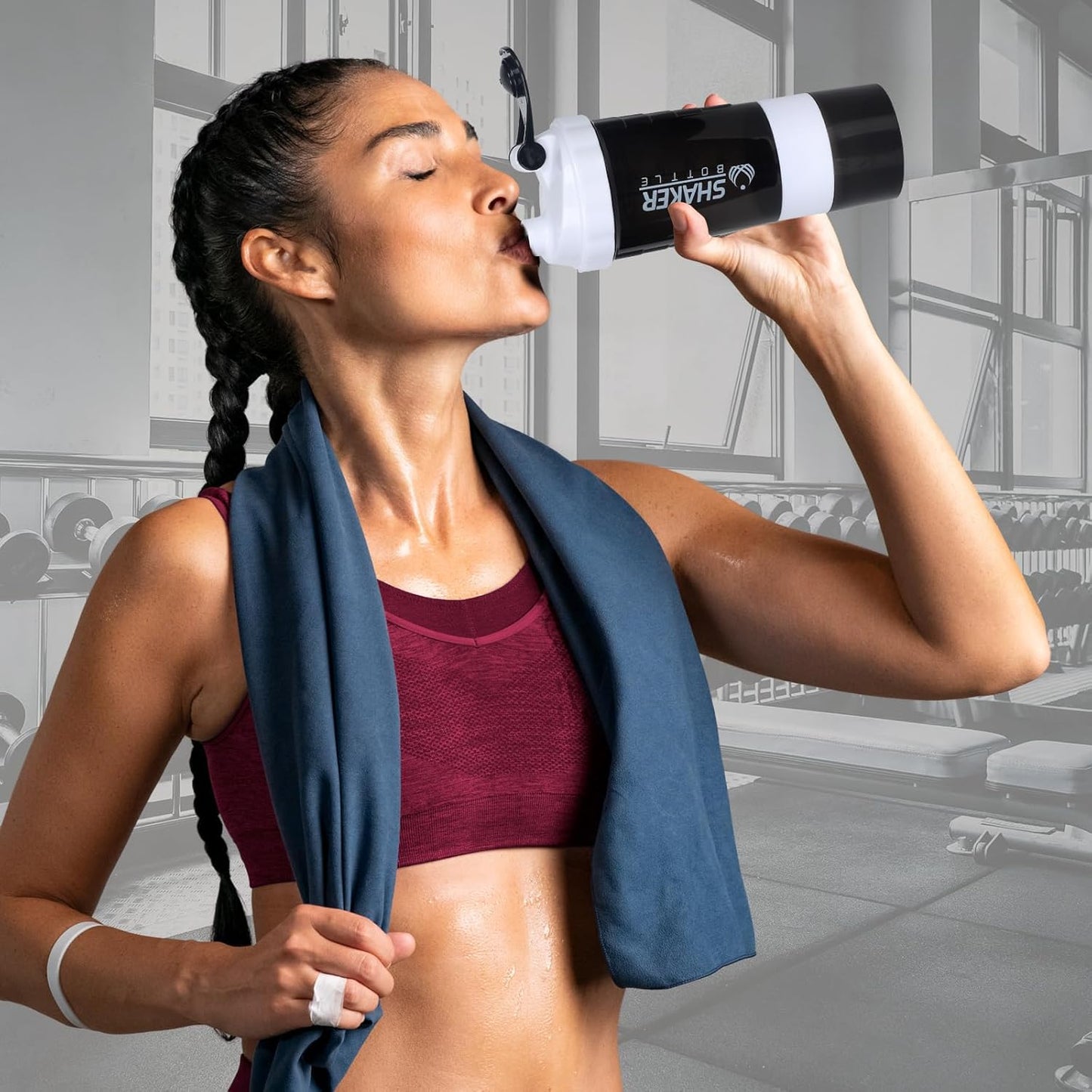 XTK Shaker Bottle 16OZ Protein Shaker Bottles with Mix Ball Sports Water Bottle Leak Proof GYM Cup for Protein Mixes with Powder Storage & Pill Organizer, Ideal for Pre Workout,BPA Free(black)