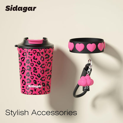 SDGA+ 12 oz Travel Coffee Mug Spill Proof Leak Proof, Stainless Steel Thermal Coffee Cup with Lid, Resuable Cup for Hot and Cold, Portable Tumbler for Women, Light Pink