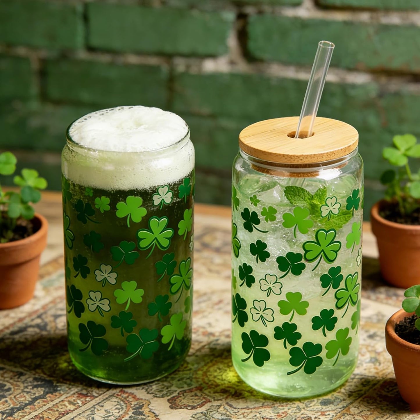Mason Life Matcha Cup, 18 OZ Cute Glass with Lid and Straw, Matcha Drinking Cup Beer Can Glass for Valentines Day Gift Iced Coffee Smoothie Cocktail Milk Mother's Gifts