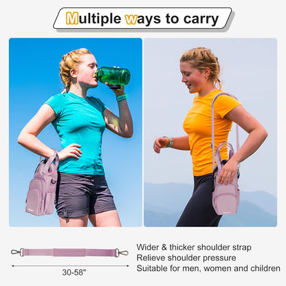 Water Bottle Holder with Strap, 4 Big Pockets with Compartment, 24oz/32oz/40oz Crossbody Water Bottle Carrier Bag