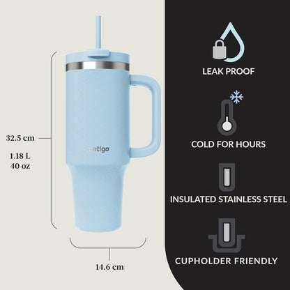 Contigo Streeterville 40oz Tumbler, Stainless Steel Vacuum Insulated, Leak-Proof, Cold for 29 Hours, Reef