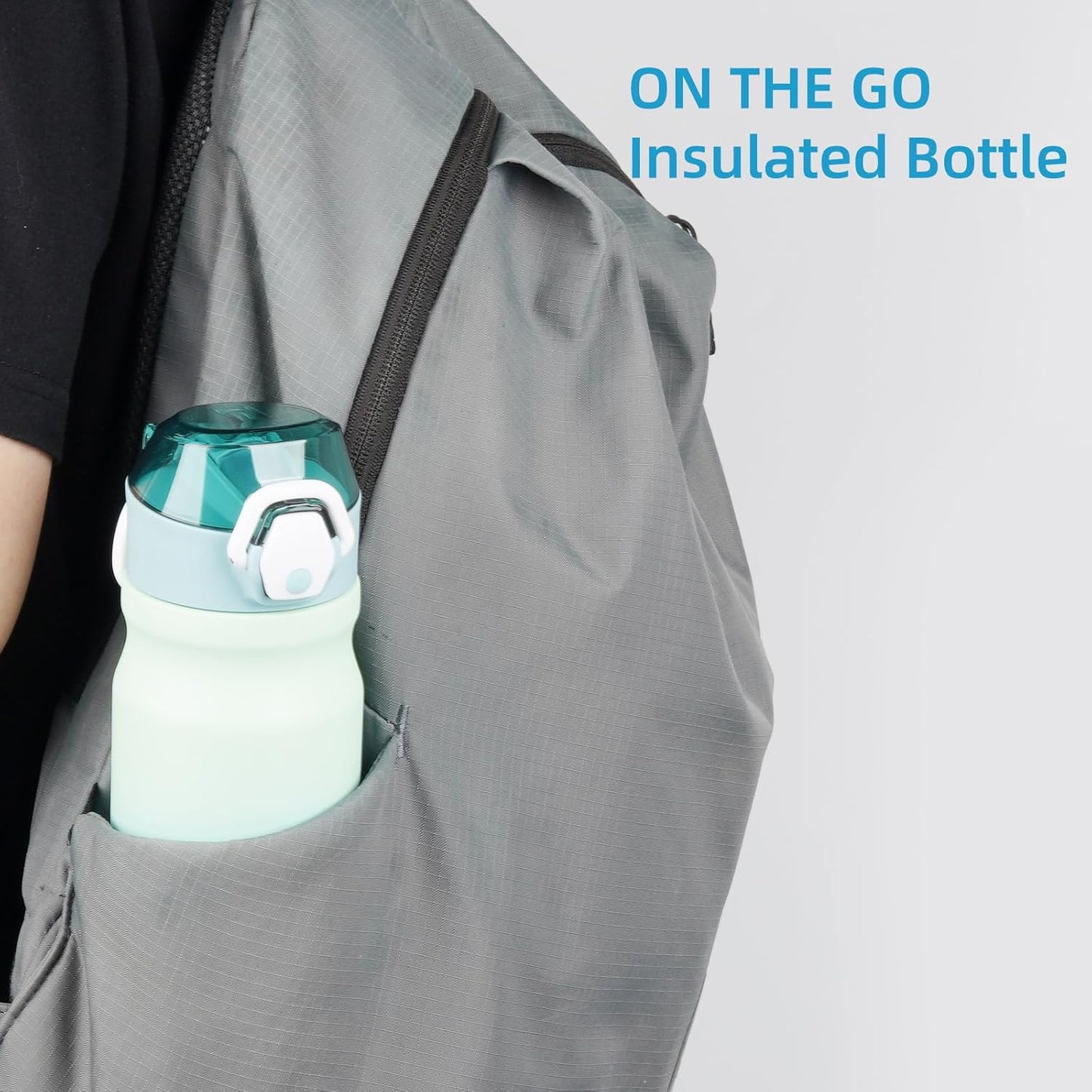 Konokyo 18 oz Insulated Water Bottle with Straw Lid, Stainless Steel Vacuum Sports Water Bottle, Leak-Proof Reusable Metal Flask with Carry Loop, BPA-Free Travel Bottle for Gym, School, Office