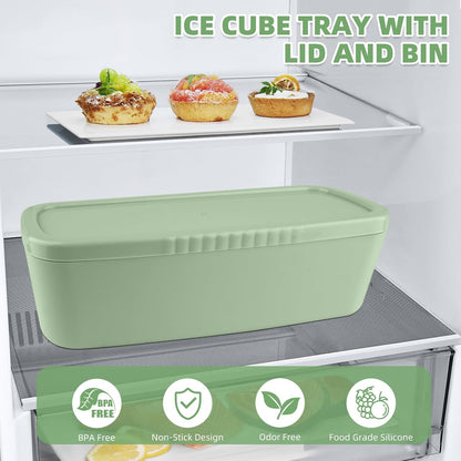Fu Store Ice Cube Tray for Tumbler Cup 30-40 oz, 3pcs Silicone Ice Cube Molds With Lid and Bin for Chilling Cocktails Whiskey Drinks Juice Coffee Easy Fill and Release Ice Maker (Black, 40 oz)
