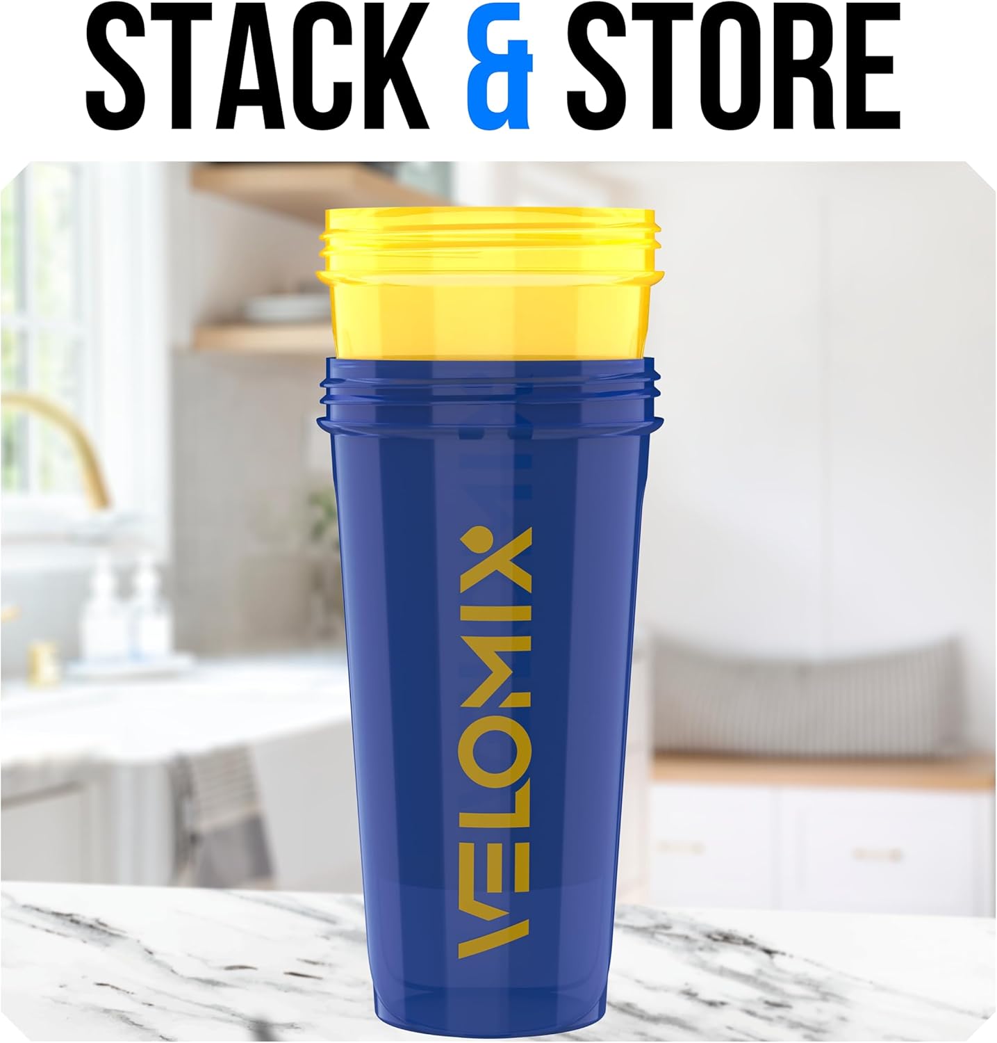 VELOMIX -2 Pack- 28 oz Protein Shaker Bottles for Protein Mixes - 2x Wire Whisk | Leak Proof Shaker Cups for Protein Shakes | Protein Shaker Bottle Pack (Black/Transparent)
