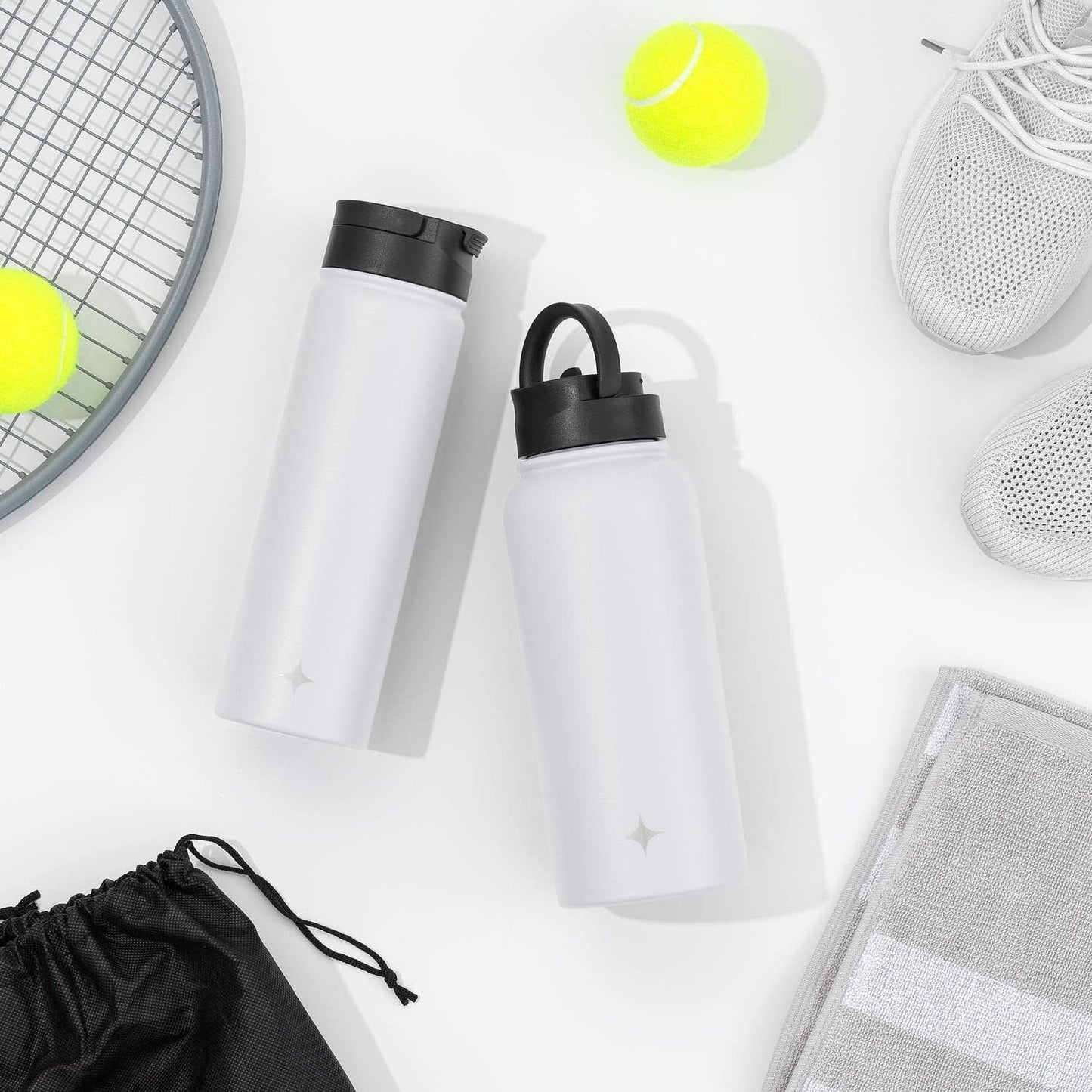 JoyJolt Triple Insulated Water Bottle with Straw Lid AND Flip Lid! 22oz Water Bottle, 12 Hour Hot/Cold Vacuum Insulated Stainless Steel Water Bottle. BPA-Free Leakproof Water Bottles - Thermos Bottle