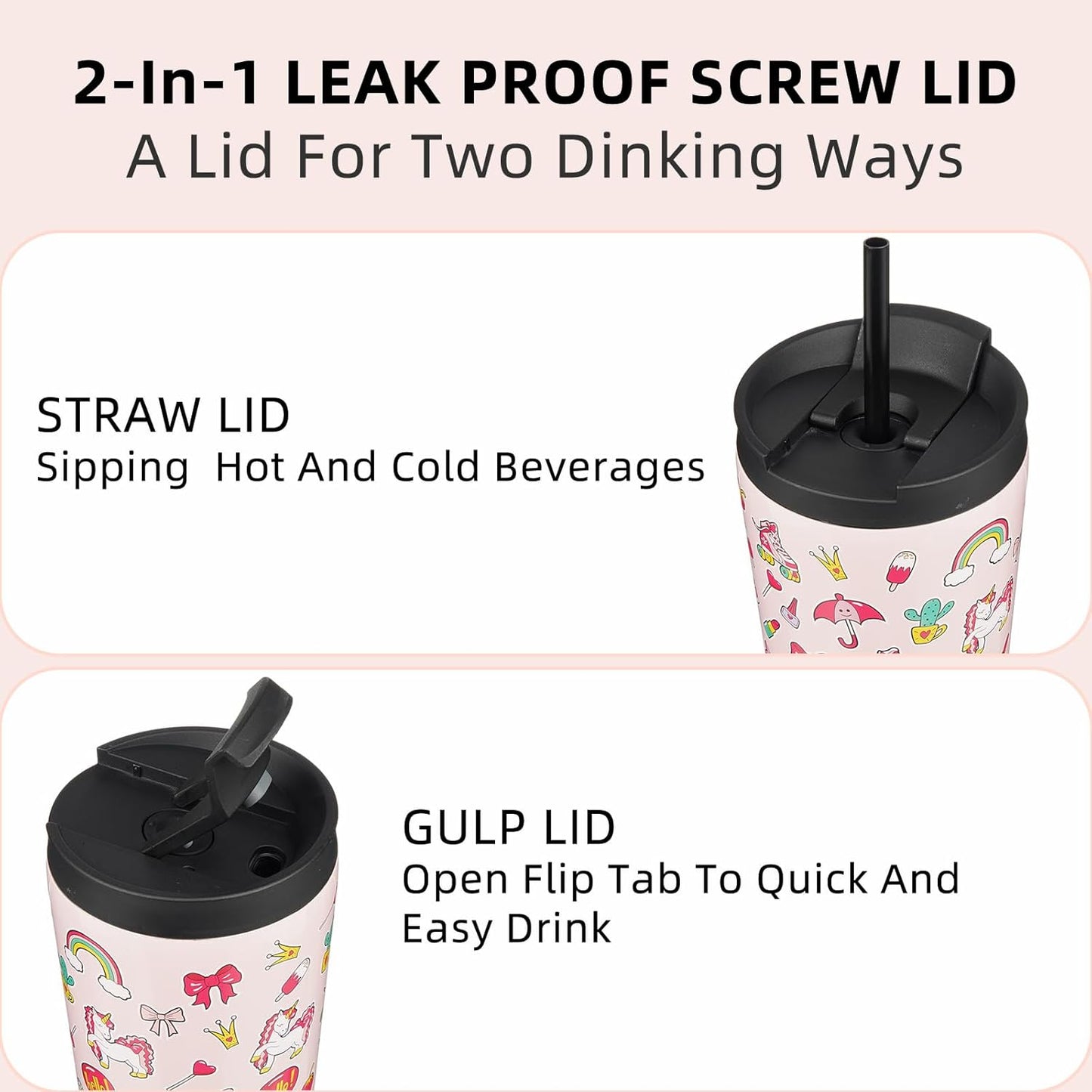 BJPKPK 22oz Insulated Tumbler With lid And Straw Stainless Steel Tumblers Travel Coffee Mug Reusable Thermal Cup,Sky