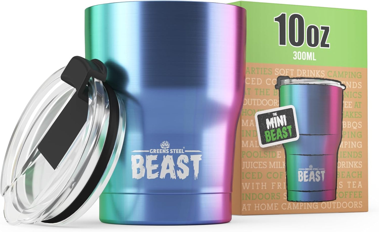 Beast 10 oz Tumbler Stainless Steel Vacuum Insulated Coffee Ice Cup Double Wall Travel Flask (Arctic White)