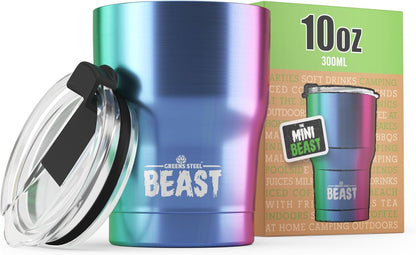 Beast 10 oz Tumbler Stainless Steel Vacuum Insulated Coffee Ice Cup Double Wall Travel Flask (Arctic White)