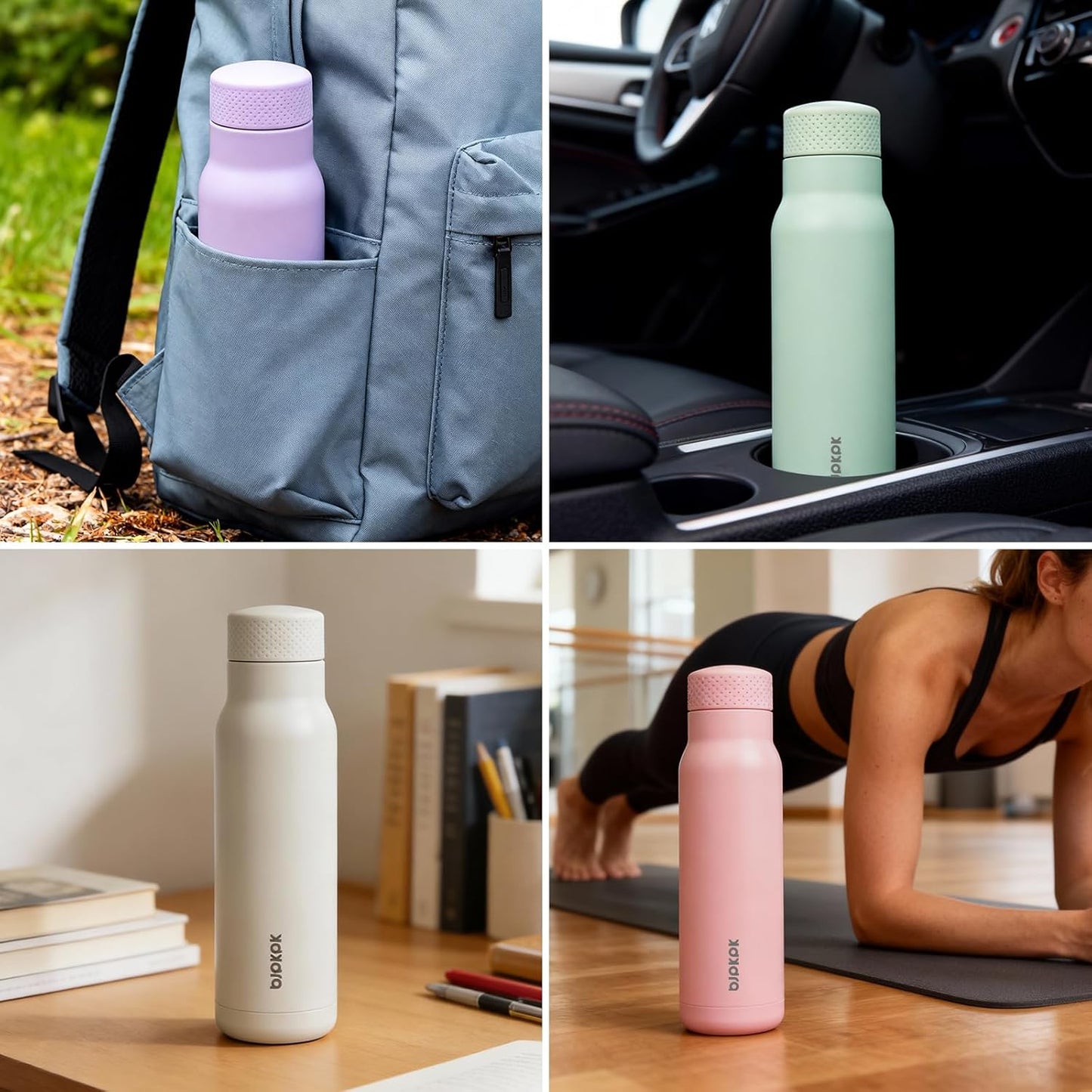 BJPKPK Stainless Steel Water Bottle,21oz insulated Reusable Bottle,Leakproof Metal Thermal Flask Double Wall,Keep Drinks Cold and Hot,Mint Green