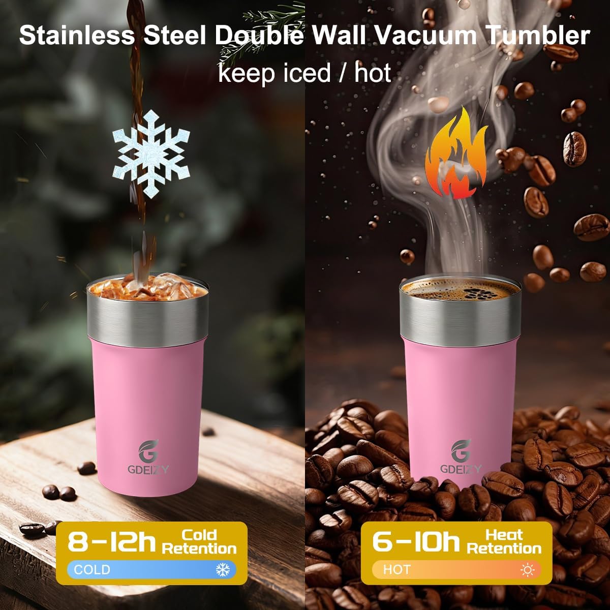 17oz Double Wall Stainless Steel Vacuum Insulated Travel Mug, Spill-Proof & Leak-Proof Coffee Mug, BPA-Free Reusable Coffee Cup for Hot & Cold Drinks, Black (Black)