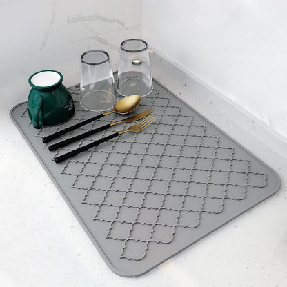AMOAMI-Dish Drying Mats for Kitchen Counter-Silicone Dish Drying Mat-Kitchen Dish Drying Pad Heat Resistant Mat-Kitchen Gadgets Kitchen Accessories Kitchen Small Appliances(12" x 16", BLACK)