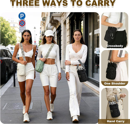 Water Bottle Holder with Strap, 32oz 40oz Insulated Water Bottle Carrier Bag, Purse Crossbody Sling Bag with Phone Pocket for Walking Hiking