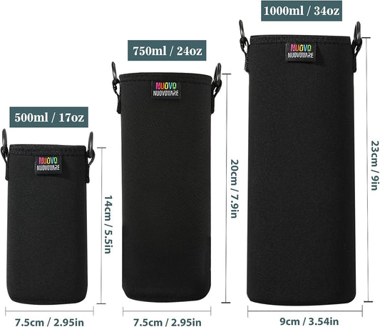 Nuovoware Water Bottle Carrier Bag, Premium Neoprene Portable Insulated Water bottle Sling Holder Bag 500ml/750ml/1000ml with Adjustable Shoulder Strap for Men Women Hiking, Sling Bottle Bag Case