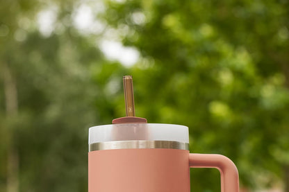 Halm Glass Straws - 6 Long 12 inch Bent Stanley Cup Replacement Drinking Straws + Plastic-Free Cleaning Brush - Perfect for Bottles & Quencher - Made in Germany - Dishwasher Safe - Eco-Friendly