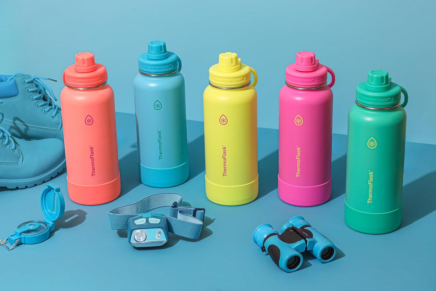 ThermoFlask Insulated Water Bottle with Spout Lid (24 oz, Lemonade Stand) - Leakproof, Stainless Steel Water Bottle for Cold & Hot Drinks, Travel & Daily Hydration