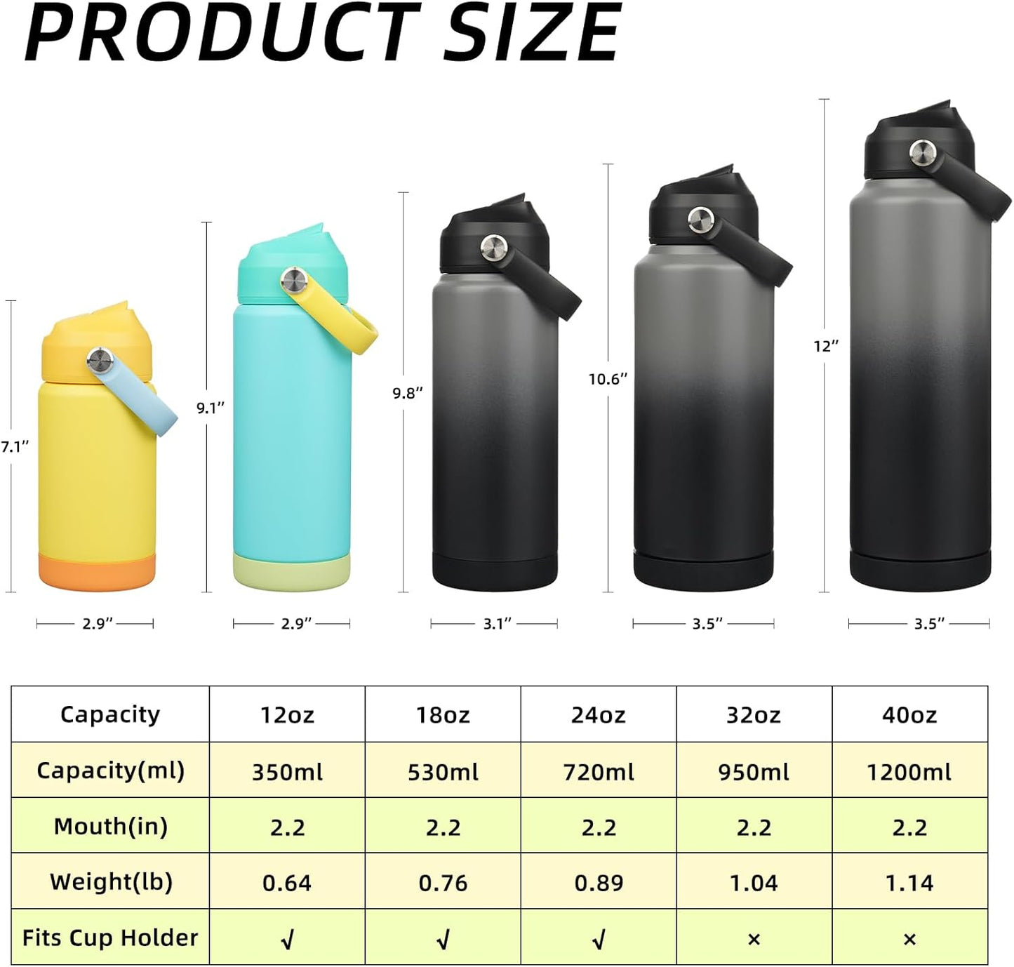 BJPKPK Insulated Water Bottle with Straw Lid, 18oz Thermo Water Bottles with Soft Nozzle, Flex Handle & Non-slip Boot, BPA Free Leak Proof Stainless Steel Metal Thermo, Tumblers, Cups,Sea Salt