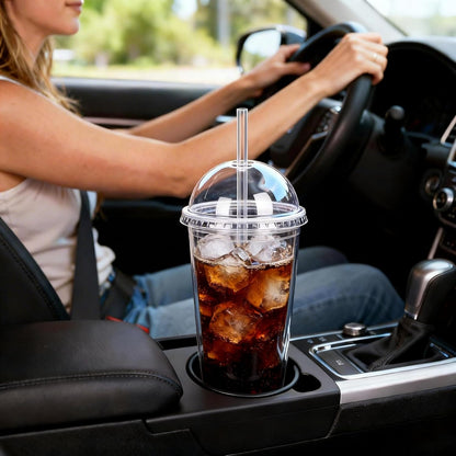 24oz Tumbler with Lid and Straw, Leak Proof and Double Wall Insulated Reusable Plastic Cups,Travel Reusable Iced Coffee Cup (1, Pink)