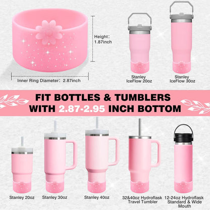 Hpbel Protective Silicone Boot for Stanley Cup Accessories Compatible with Stanley Cup Boot 40/30z and More Bottles with 2.95in Bottom for Water Bottle Flower Tumbler Accessories