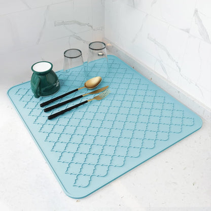 AMOAMI-Dish Drying Mats for Kitchen Counter-Silicone Dish Drying Mat-Kitchen Dish Drying Pad Heat Resistant Mat-Kitchen Gadgets Kitchen Accessories Kitchen Small Appliances(12" x 16", BLACK)