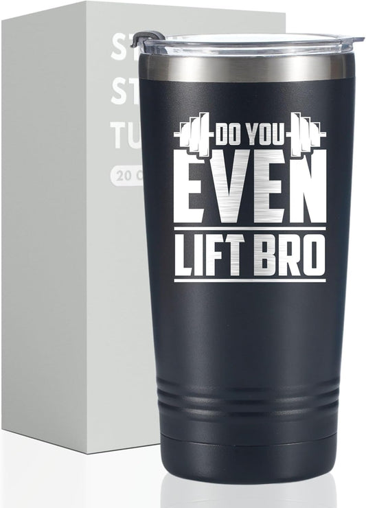 Onebttl Weightlifting Workout Gifts for Men, 20oz Stainless Steel Tumbler with Lid Straw, Sport Exercise Training Gifts for Birthday, Christmas - Lift