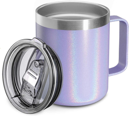 12oz Insulated Coffee Mug Cup with Handle, Stainless Steel Travel Coffee Mug with Flip Lid, Double Wall Vacuum Coffee Tumbler, Navy