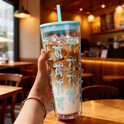 24oz Tumbler with Lid and Straw, Leak Proof and Double Wall Insulated Reusable Plastic Cups,Travel Reusable Iced Coffee Cup (1, Pink)